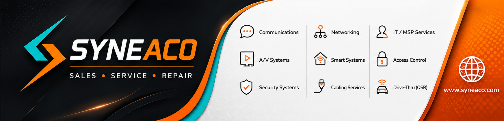Syneaco &mdash; Sales &middot; Service &middot; Repair | Communications, Networking, IT/MSP, A/V Systems, Smart Systems, Access Control, Security, Cabling, Drive-Thru QSR